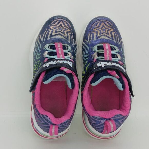 Dream Pairs Light Up Girls Pre-owned Blue/Pink Sparkly Velcr@ Sneakers - sz. 13 - Picture 4 of 7